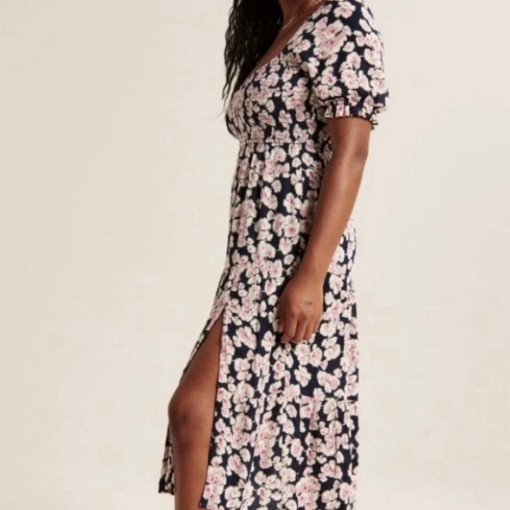 Abercrombie & Fitch Floral Puff Sleeve Midi Dress - size XS